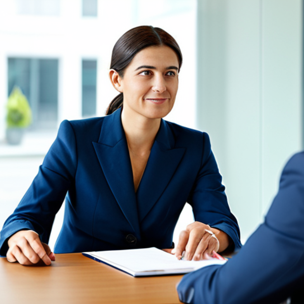 A professional female investment fund consultant, fully clothed in a modest business suit, seated comfortably at a modern office table, actively listening with an empathetic expression to a fully clothed male client across from her. The client is also in professional attire, engaged in conversation. The background is a contemporary, well-lit office interior with blurred elements of office furniture and subtle decor, reflecting a trusting and personal consultation environment. Perfect anatomy, correct proportions, natural pose, well-formed hands, proper finger count, natural body proportions, professional photography, high quality, realistic, safe for work, appropriate content, modest, family-friendly.