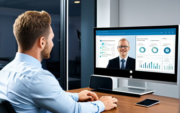 **
A financial advisor in a modern office setting, demonstrating CRM software on a computer screen to a client. The advisor is wearing a professional business suit, fully clothed, appropriate attire. The client is attentively listening. The scene emphasizes trust and data management. safe for work, perfect anatomy, natural proportions, family-friendly, well-lit, professional photography.
**