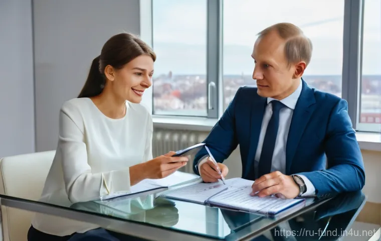 펀드투자상담사와 관련된 고객 투자 성공 사례 - **Prompt:** A warm and inviting scene inside a modern, well-lit financial consultant's office in a m...