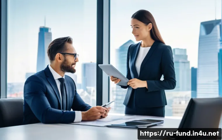 펀드투자상담사와 연관된 금융기관 분석 - **Prompt 1: Financial Consultation in a Modern Office**
    A realistic photograph of a professional...