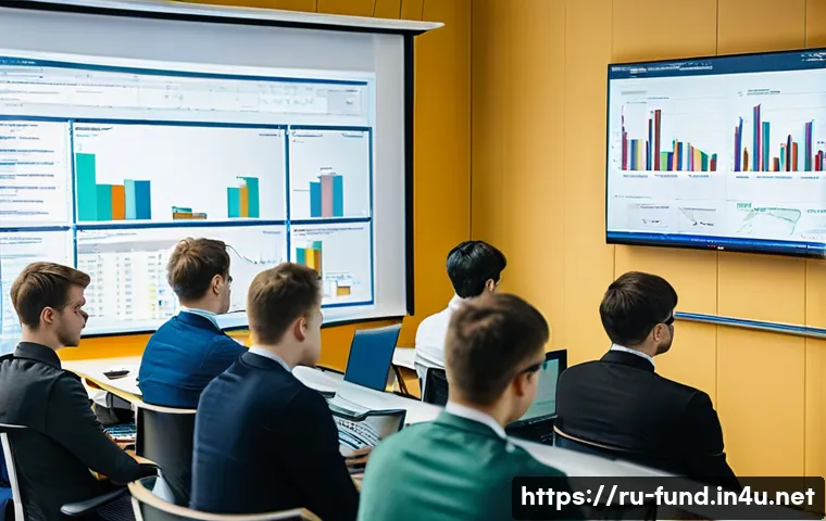 펀드투자상담사와 관련된 교육 기관 추천 - A modern classroom setting in Russia with young adult students attentively participating in an inves...
