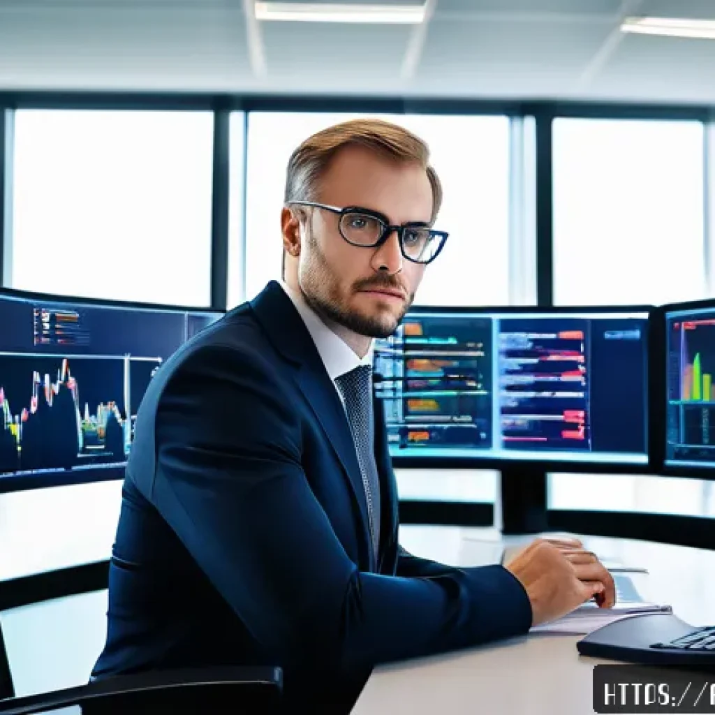 펀드투자상담사로서 주의해야 할 금융 리스크 - A professional financial advisor in a modern office environment, sitting at a sleek desk with multip...