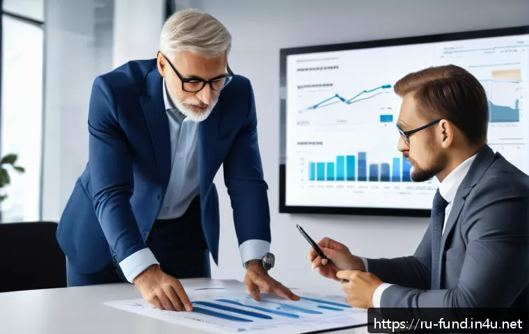 펀드투자상담사 직무에서의 고객 상담 사례 - A professional financial advisor in a modern office setting, explaining investment risks and portfol...