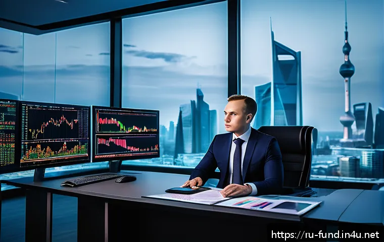 펀드투자상담사 관련 직무 인터뷰 준비법 - A professional Russian investment consultant in a modern office setting, wearing a tailored business...