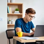 Home 20 펀드투자상담사 시험을 위한 온라인 강의 추천 - A modern home study space designed for effective exam preparation: a young adult Russian man sitting...